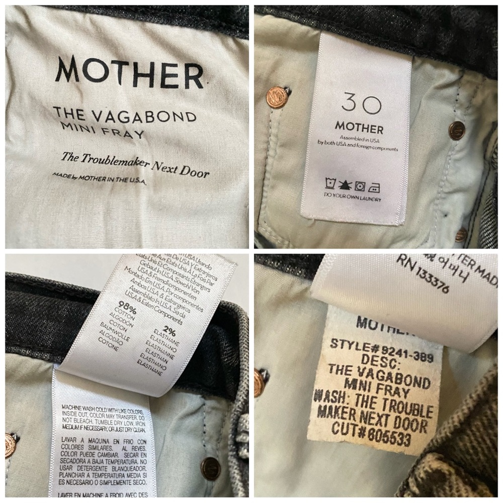 MOTHER The Vagabond Mini Fray Grey distressed Jean Skirt Troublemaker Next door - Picture 8 of 8